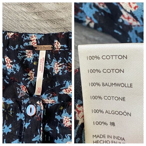 Free People Peasant Sleeve Ruffle Blouse Button Down XS - Picture 8 of 12